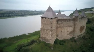 Wonderful waterfall on the mountain river Carpathians. Wonderful waterfall in the Carpathian mountain, Wild Mountain River Flowing with Stone Boulders and Stone Rapids, Scenic aerial view of river