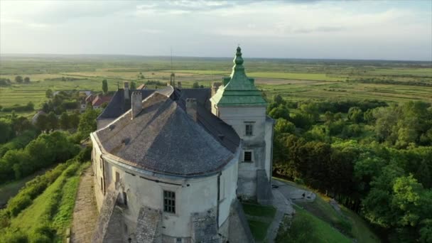 Olesko Palace Air Reserve Summer Park Hills Ukraine Aerial Shot — Vídeos de Stock
