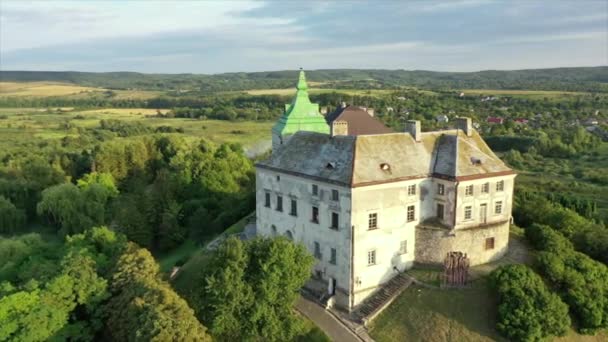 Palatul Olesko Din Aer Rezervă Parc Vară Dealuri Ucraina Aerian — Videoclip de stoc