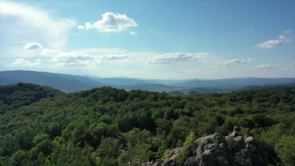 Taubenbusch Felsen Den Karpaten Bei Sonnenaufgang Bubnyshche Ukraine Taubenbusch Felsen — Stockvideo