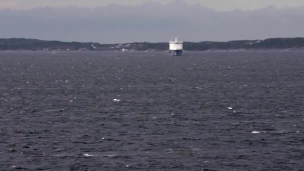 Noruega Incrível Vista Panorâmica Verão Navio Barco Balsa Forro Flutuando — Vídeo de Stock