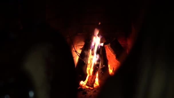 Kominek Przytulny Relaksujący Kominek Drewno Płomienie Wiejskiego Domu Ciepło Wygoda — Wideo stockowe