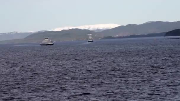 Круиз Вдоль Живописного Фьорда Норвегии Вид Корабля Берег Сени Северной — стоковое видео