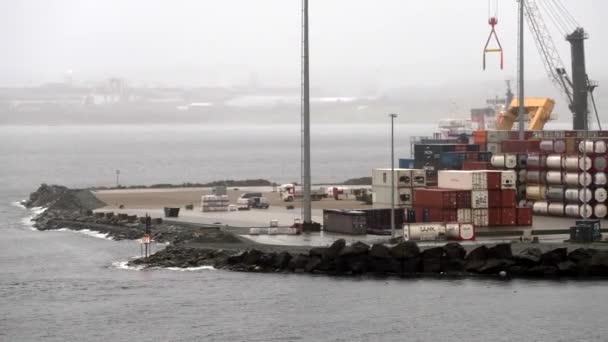 Μεγάλο Λιμάνι Βιομηχανικό Λιμάνι Αποστολή Και Φόρτωση Εξαγωγή Και Εισαγωγή — Αρχείο Βίντεο