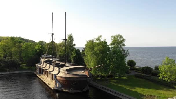 Mezhigirya Daki Galleon Gemi Restoranı Aeria View Ukrayna Daki Ulusal — Stok video