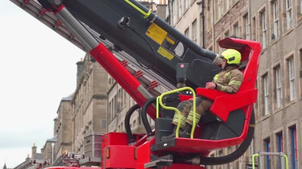 Edimburgo Scozia Macchine Fuoco Scozzesi Regno Unito Nastro Che Dice — Video Stock