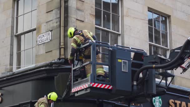 Edinburgh Skócia Skót Tűzoltóautók Egyesült Királyság Kazetta Amelyen Áll Hogy — Stock videók