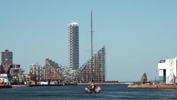 Hajó Fesztivál Dániában Aarhus Skandinávia Modern Vitorlás Jacht Belépő Régi — Stock videók