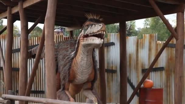 Парк Юрського Періоду Вимерлі Динозаври Пересуваючи Моделі Динозаврів Вони Знаходяться — стокове відео