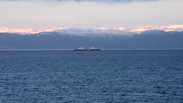 Kreuzfahrt Entlang Des Malerischen Fjords Norwegen Blick Vom Schiff Blick — Stockvideo