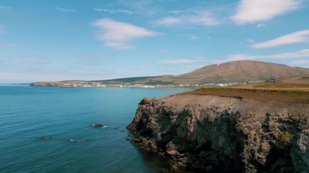 Vue Aérienne Plage Volcanique Noire Islande Des Orteils Troll Rochers — Video