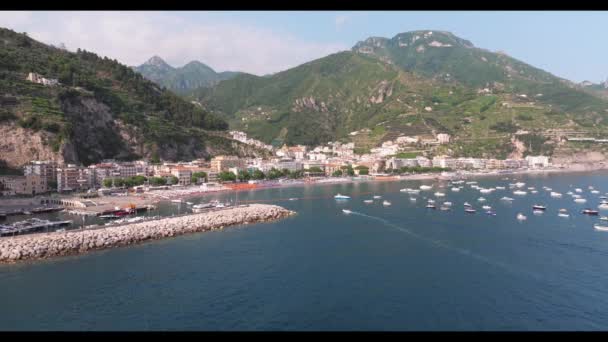 Drohnenflug Des Feriendorfes Maiori Amalfiküste Italien Schöne Italienische Villa Einer — Stockvideo