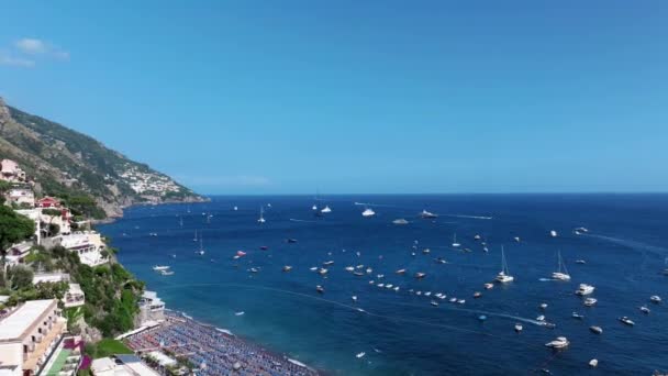 Positano Destino Turístico Costa Amalfitana Itália Vista Aérea Famosa Estância — Vídeo de Stock