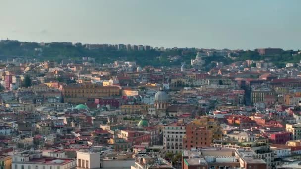 Över Neapel Italien Flygfoto Över Den Historiska Stadskärnan Panoramautsikt Över — Stockvideo
