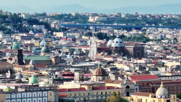 Uma Vista Napoli Itália Vista Aérea Centro Histórico Vista Panorâmica — Vídeo de Stock