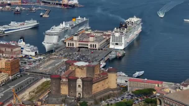 Vista Aérea Castel Nuovo Castel Santelmo Castelos Nápoles Itália Panorama — Vídeo de Stock