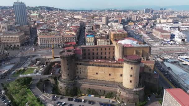 Vista Aérea Castel Nuovo Castel Santelmo Castelos Nápoles Itália Panorama — Vídeo de Stock