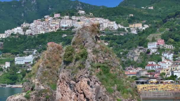 สวยงามของว เอทร Vietri Sul ในชายฝ งอเมฟ Amalfi ในอ ตาล ายทำโดยโดรน — วีดีโอสต็อก