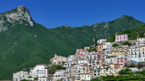 意大利萨莱诺的观景台 意大利语 Amalfitana 是意大利萨莱诺省的一条沿海公路 从梅塔迪索伦托通往意大利观景台 — 图库视频影像