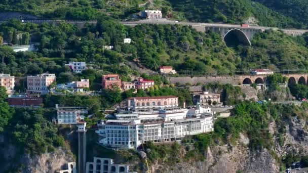 Vista Sul Porto Salerno Lungomare Salerno Grande Giardino Alberato Che — Video Stock
