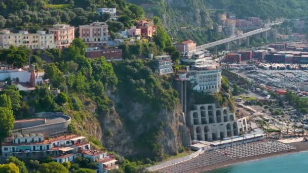 Pemandangan Pelabuhan Salerno Italia Pantai Trieste Salerno Adalah Sebuah Taman — Stok Video