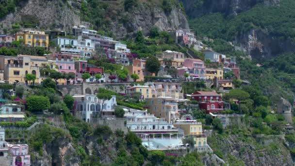 Positano Talya Nın Geniş Açı Manzarası Nda Güzel Havacılık Talya — Stok video