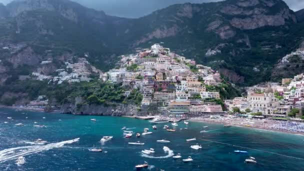 Positano Resort Italien Berühmte Alte Italienische Ferienort Und Tyrrhenisches Meer — Stockvideo
