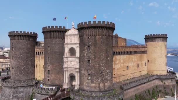 Letecký Pohled Hrady Castel Nuovo Castel Sant Elmo Neapoli Itálie — Stock video