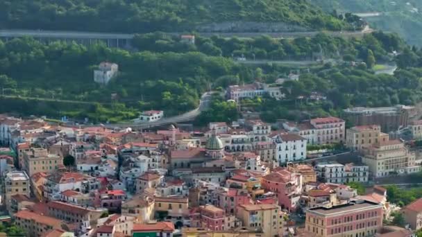 Πανοραμική Θέα Του Vietri Sul Mare Από Σαλέρνο Της Ιταλίας — Αρχείο Βίντεο