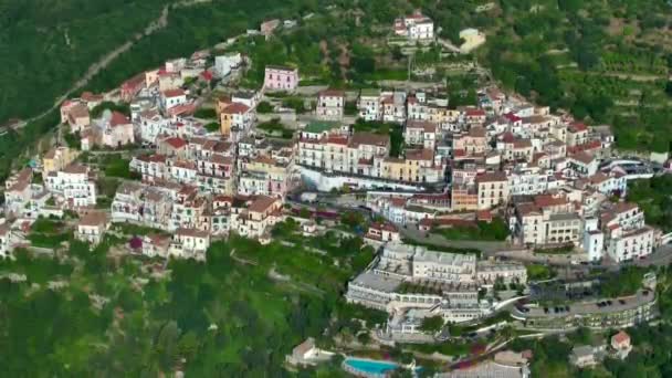 Blick Auf Vietri Sul Mare Von Salerno Italien Die Amalfitana — Stockvideo