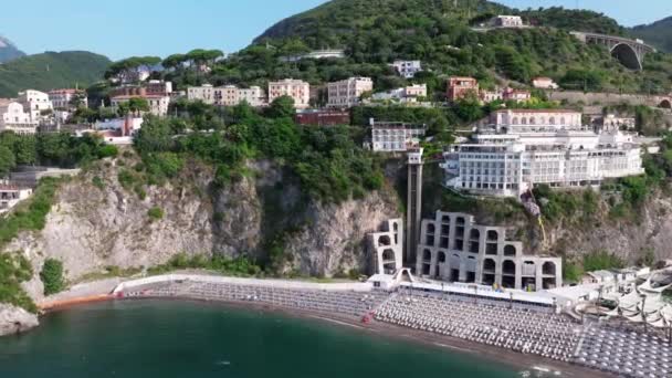 Panoramautsikt Över Salerno Italien Amalfitana Italiensk Kustväg Provinsen Salerno Vacker — Stockvideo