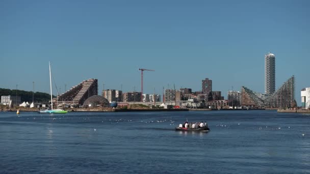 Hajó Fesztivál Dániában Aarhus Skandinávia Modern Vitorlás Jacht Belépő Régi — Stock videók