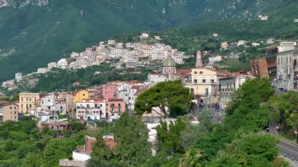 Vista Panorâmica Vietri Sul Mare Salerno Itália Amalfitana Uma Estrada — Vídeo de Stock