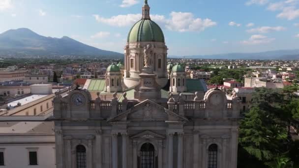Церква Площі Бартоло Помпеї Папська Святиня Пресвятої Богородиці Розарію Помпеї — стокове відео