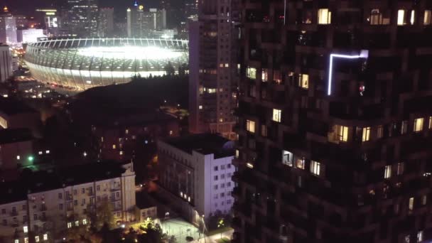 Veduta Aerea Del Drone Volante Del Centro Kiev Notte Città — Video Stock