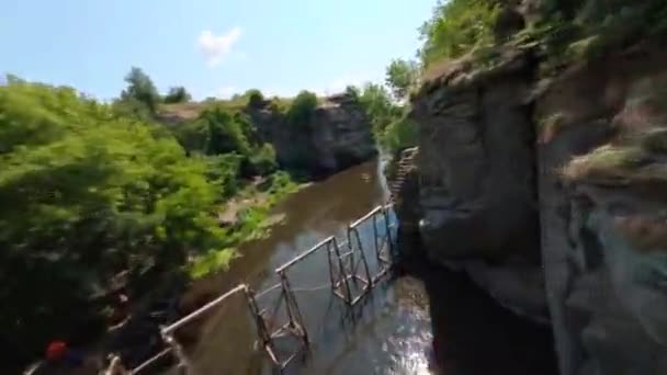 Fpv Ukraiński Kanion Miejscowości Buki Niesamowity Widok Lotu Ptaka Kanion — Wideo stockowe