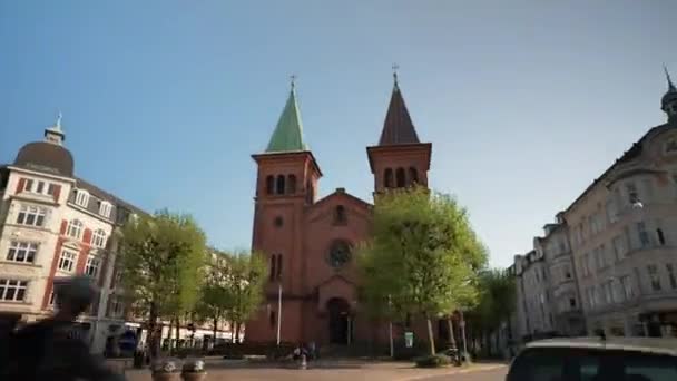 Hiperlapse Timelapse Aarhus Danimarka Şehir Merkezi Yazın Güneşli Bir Günde — Stok video