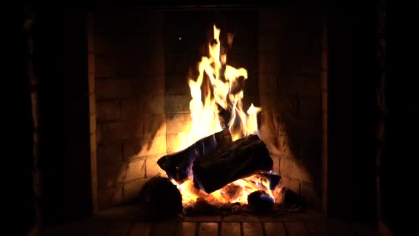 Perapian Perapian Relaksasi Yang Nyaman Kayu Bakar Api Dari Sebuah — Stok Video