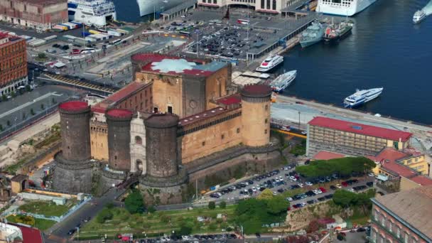 Μια Άποψη Της Napoli Ιταλία Αεροφωτογραφία Του Ιστορικού Κέντρου Πανοραμική — Αρχείο Βίντεο