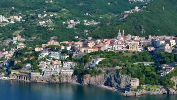 Panoramautsikt Över Vietri Sul Mare Från Salerno Italien Amalfitana Italiensk — Stockvideo