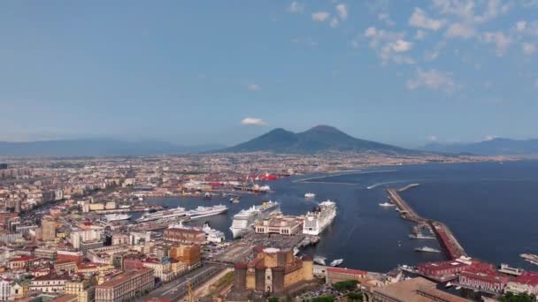 Μια Άποψη Της Napoli Ιταλία Αεροφωτογραφία Του Ιστορικού Κέντρου Πανοραμική — Αρχείο Βίντεο