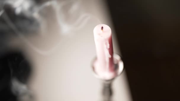 Smoke Trailing Extinguished Candle Extinguished Candle Black White Background Smoke — Stock Video
