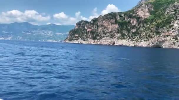 Vista Aérea Costa Amalfi Amanecer Costa Italiana Cerca Nápoles Ciudades — Vídeo de stock