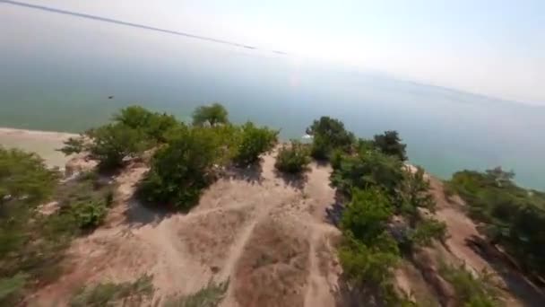 Fpv Ucrania Vista Desde Montaña Pivikha Embalse Agua Kremenchuk Cerca — Vídeos de Stock