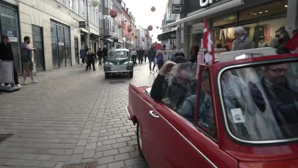 Виборг Дания Августа 2023 Года Антикварный Автомобиль Фестиваль Старинных Автомобилей — стоковое видео