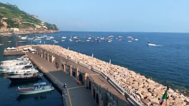 Вид Узбережжя Амальфі Схід Сонця Італійське Узбережжя Біля Неаполя Міста — стокове відео