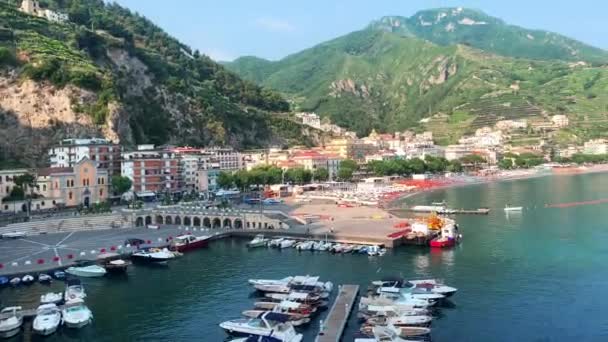 Pohled Pobřeží Amalfi Při Východu Slunce Italské Pobřeží Neapole Města — Stock video