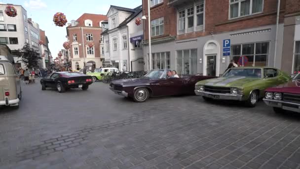 Viborg Danimarka Ağustos 2023 Antika Araba Danimarka Vintage Car Festivali — Stok video
