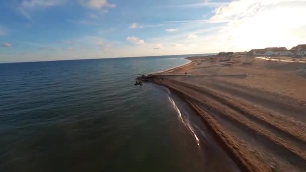 Fpv Klitmoller Smooth Waves Magical Sandy Beach Fabulous Blue Water — Stockvideo