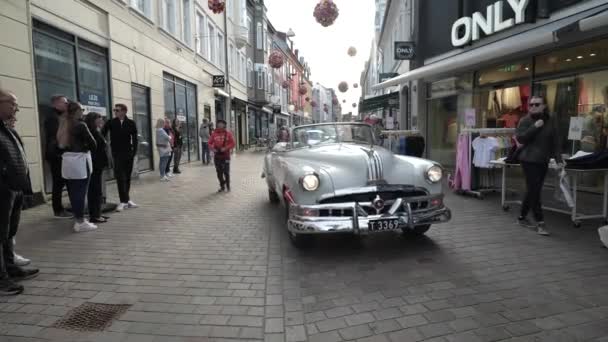 Viborg Dánsko Srpna 2023 Staré Auto Festival Veteránů Dánsku Grayscale — Stock video